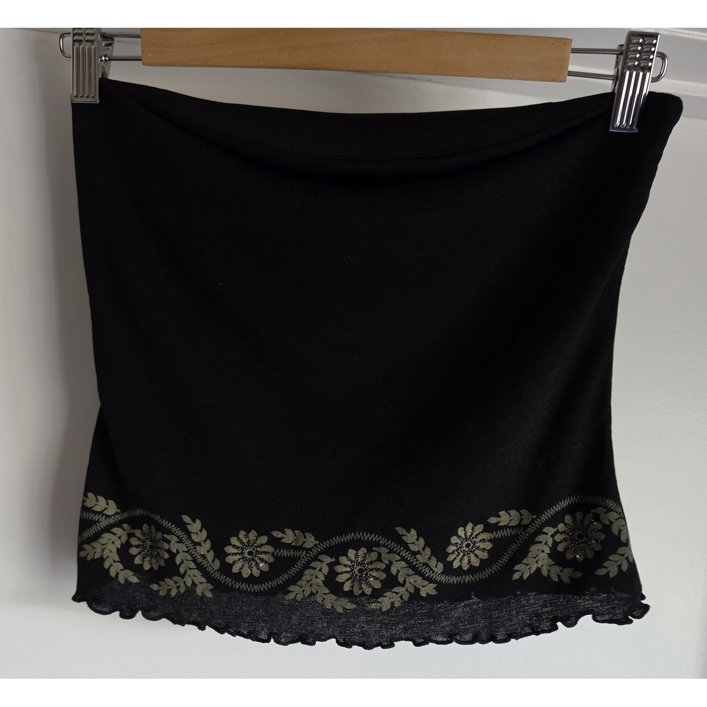 XOXO Black Floral Tube Top Sleeveless Women Y2K Strapless Blouse